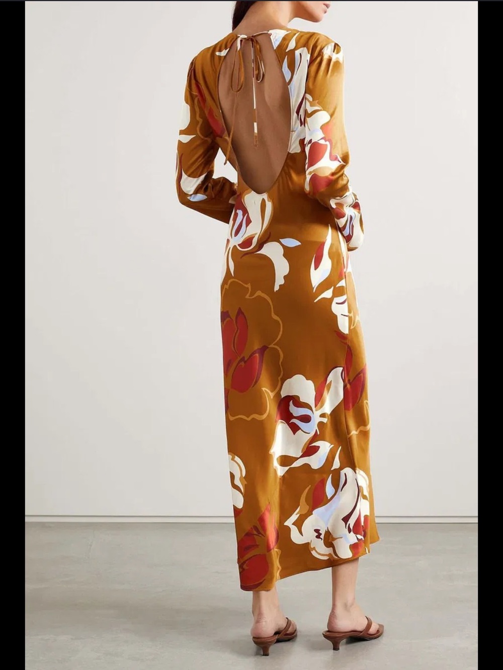 Reformation Davina Gold Floral Silk Midi Dress - Picture 2 of 10